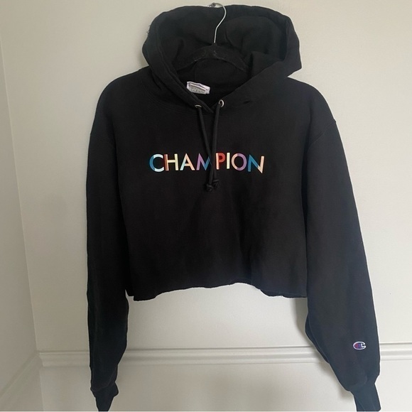Champion Reverse Weave Black Hoodie Sweatshirt Sz Large - Picture 5 of 9